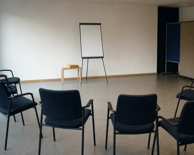 KI-generiertes Bild: Flipchart mit Moderationsmaterial